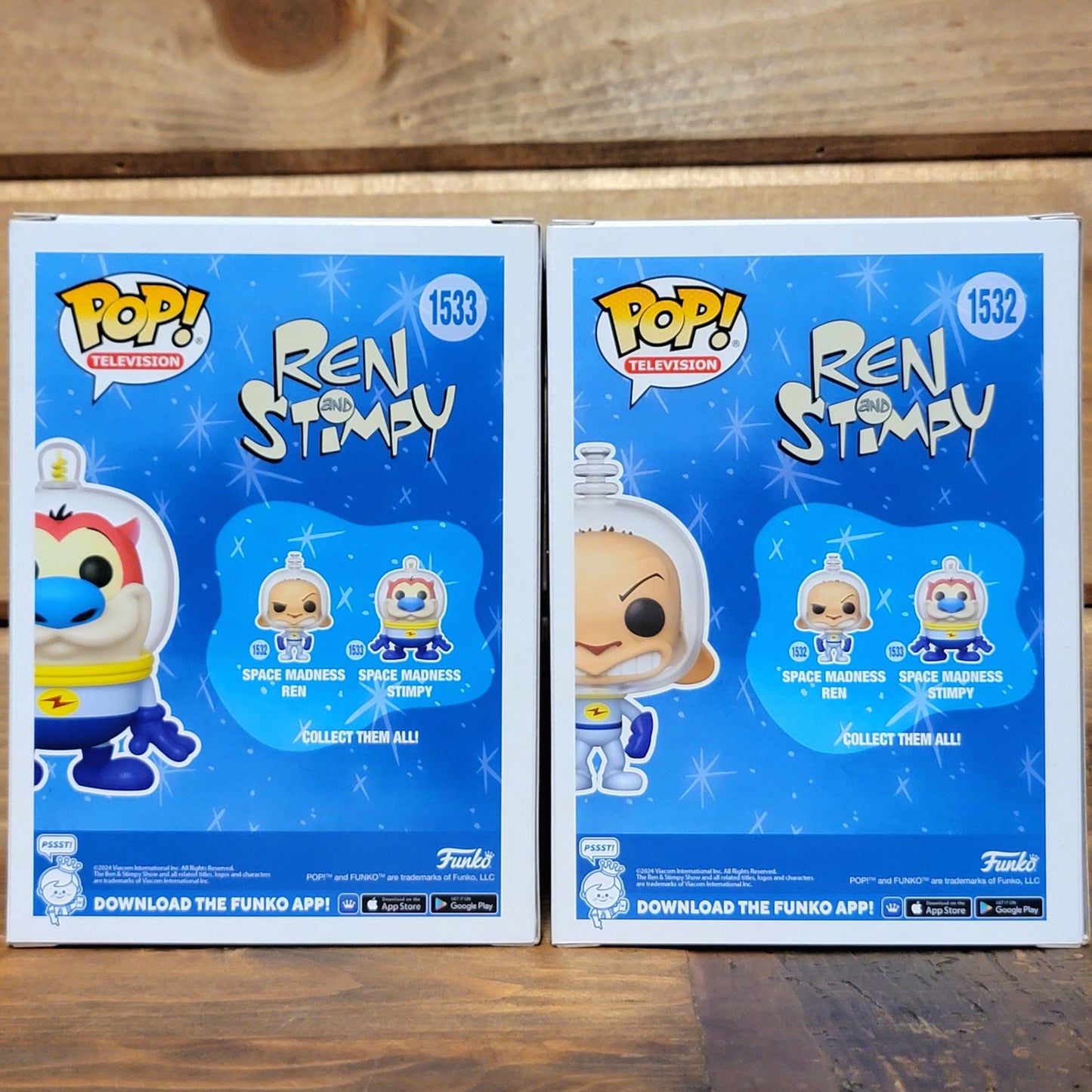 Space Madness Ren 1532 & Stimpy 1533 Nick Rewind Funko Pop! Vinyl Figures Bundle