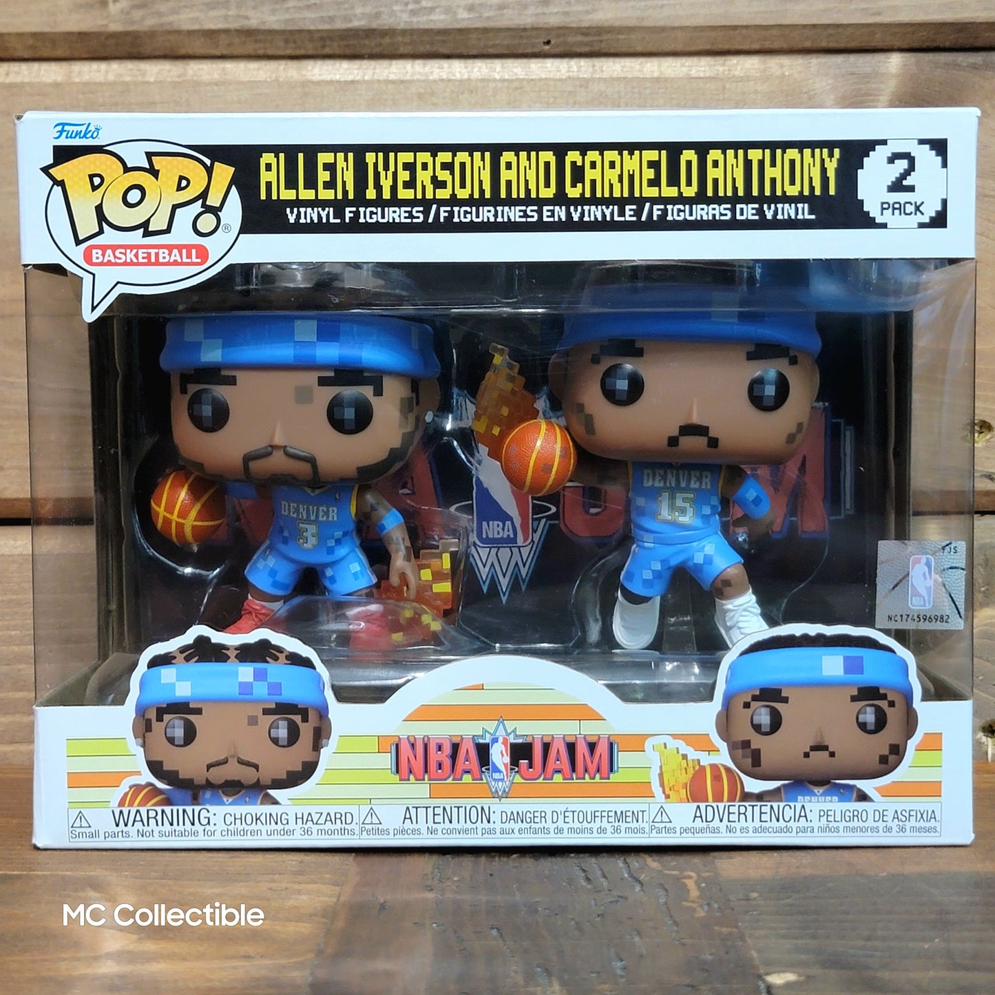 NBA JAM Denver Nuggets Allen Iverson & Carmelo Anthony 8 bit Funko Pop! 2 pack